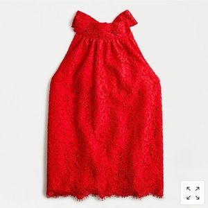 J. Crew Red Lace Tank Top
